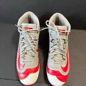 Nike Red and Gray Hurache Cleats Athletic Sneakers